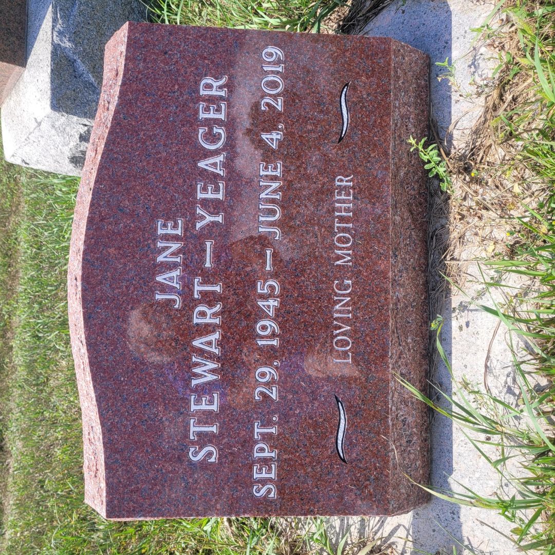 Jane (Stewart) Yeager's grave. Photo 1