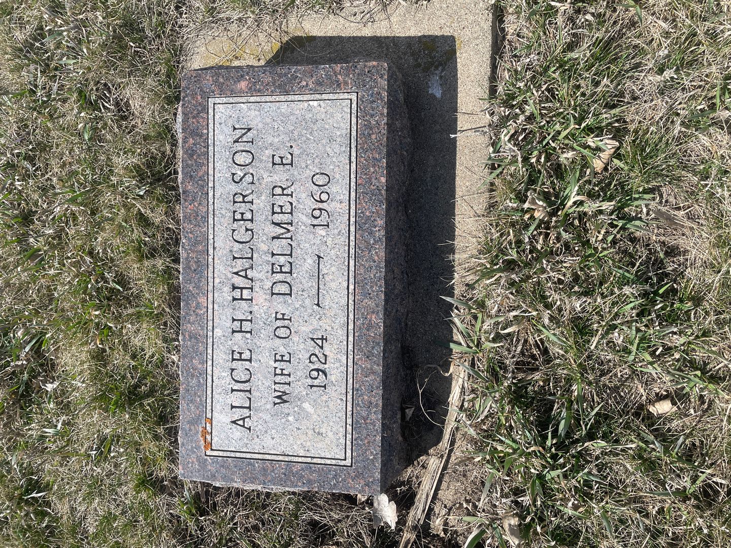 Alice H. Christenson Halgerson's grave. Photo 1